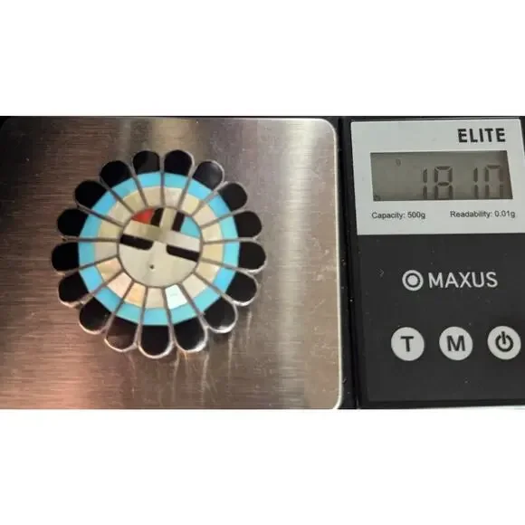 Vintage Native American Sterling Silver And Multi-Stone Inlay Belt Buckle 18.10G - Picture 6 of 6